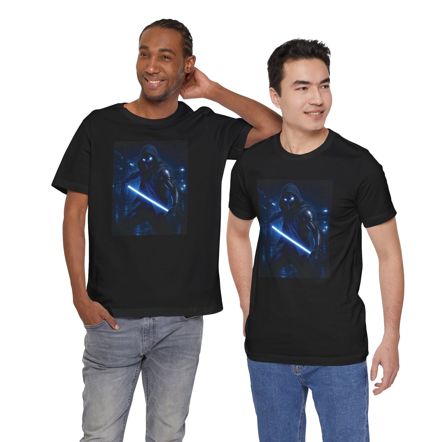 Humannoyed_b Tee — Neon Blue Sci‑Fi Graphic T‑Shirt