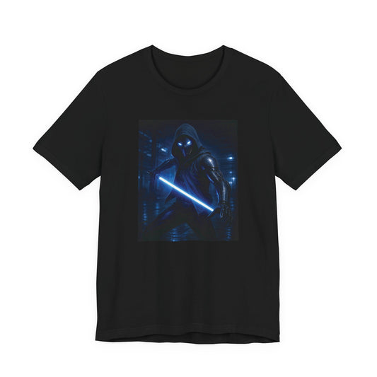 Humannoyed_b Tee — Neon Blue Sci‑Fi Graphic T‑Shirt