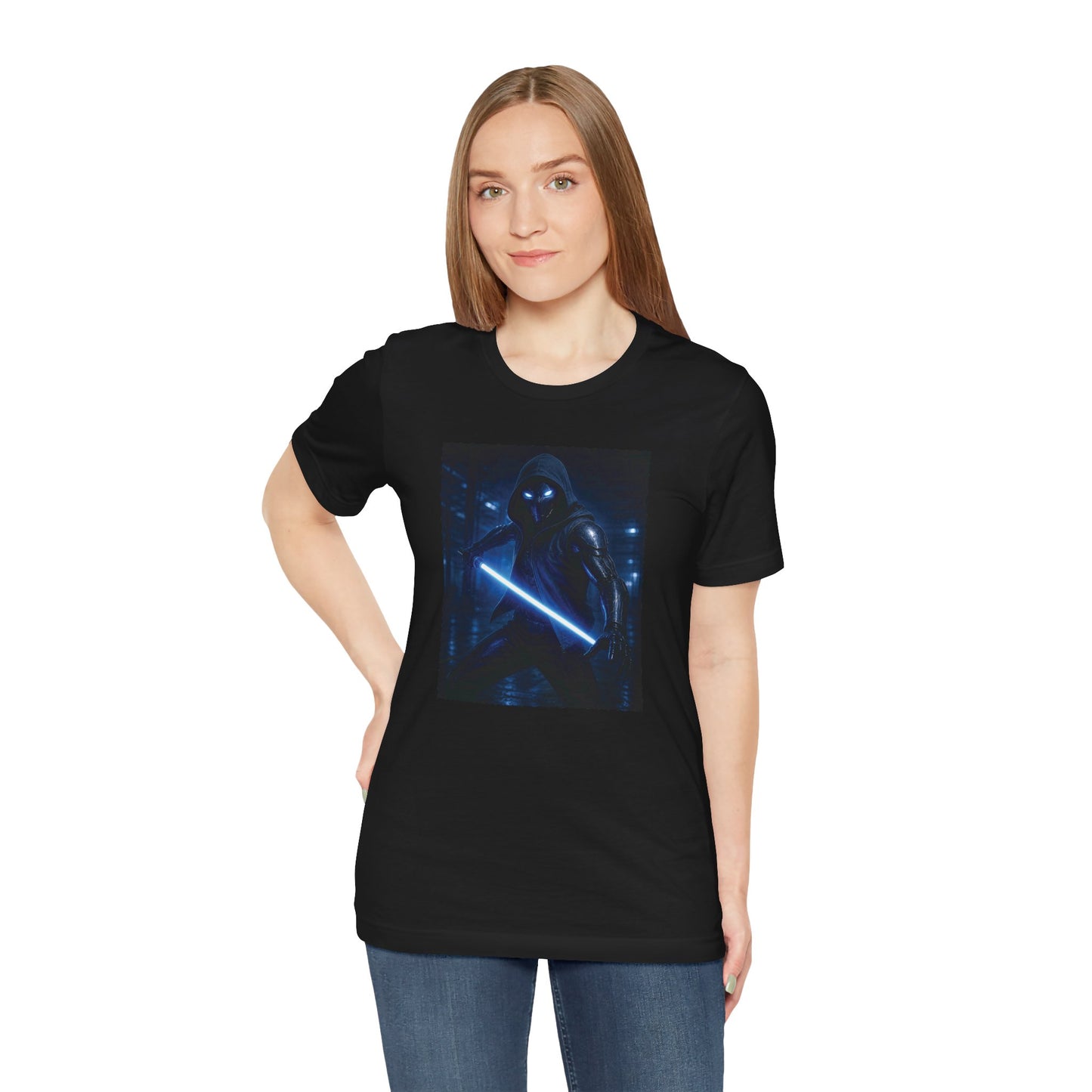 Humannoyed_b Tee — Neon Blue Sci‑Fi Graphic T‑Shirt