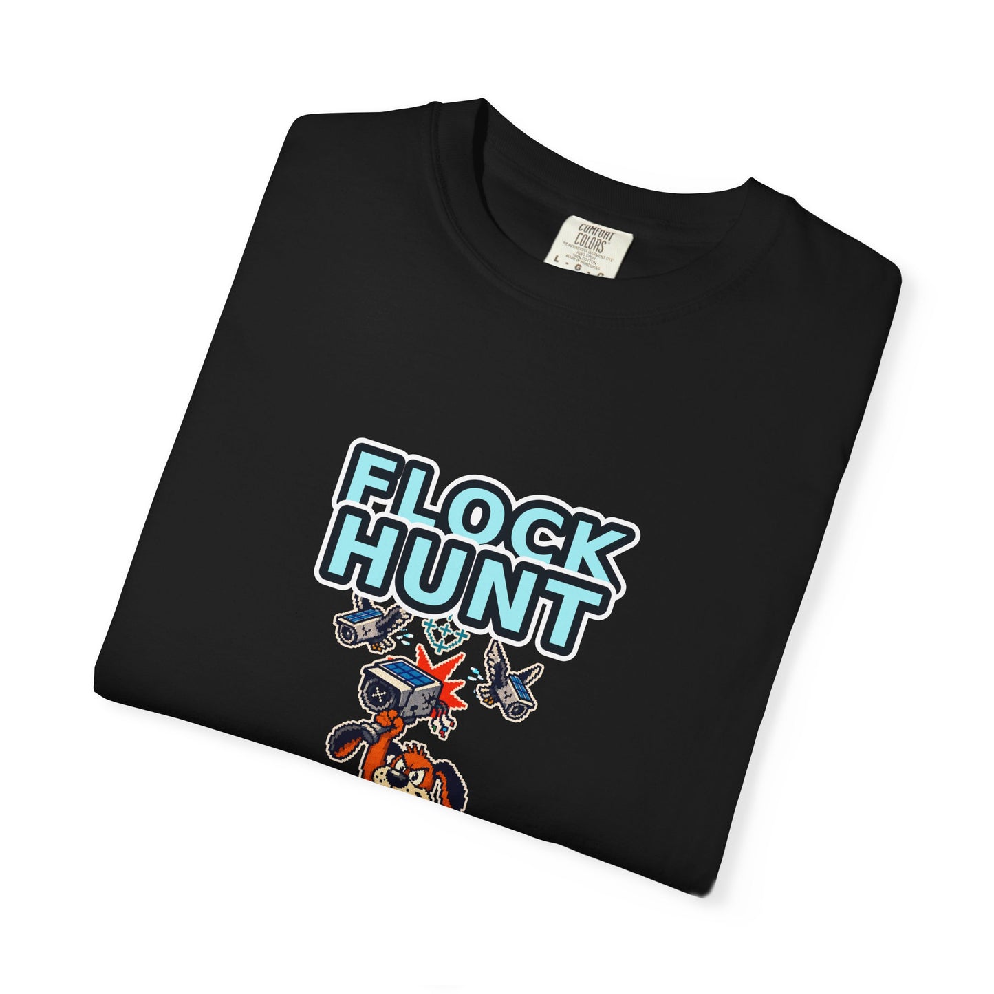 FLOCK HUNT T-Shirt — Retro Surveillance Camera Arcade Game Tee