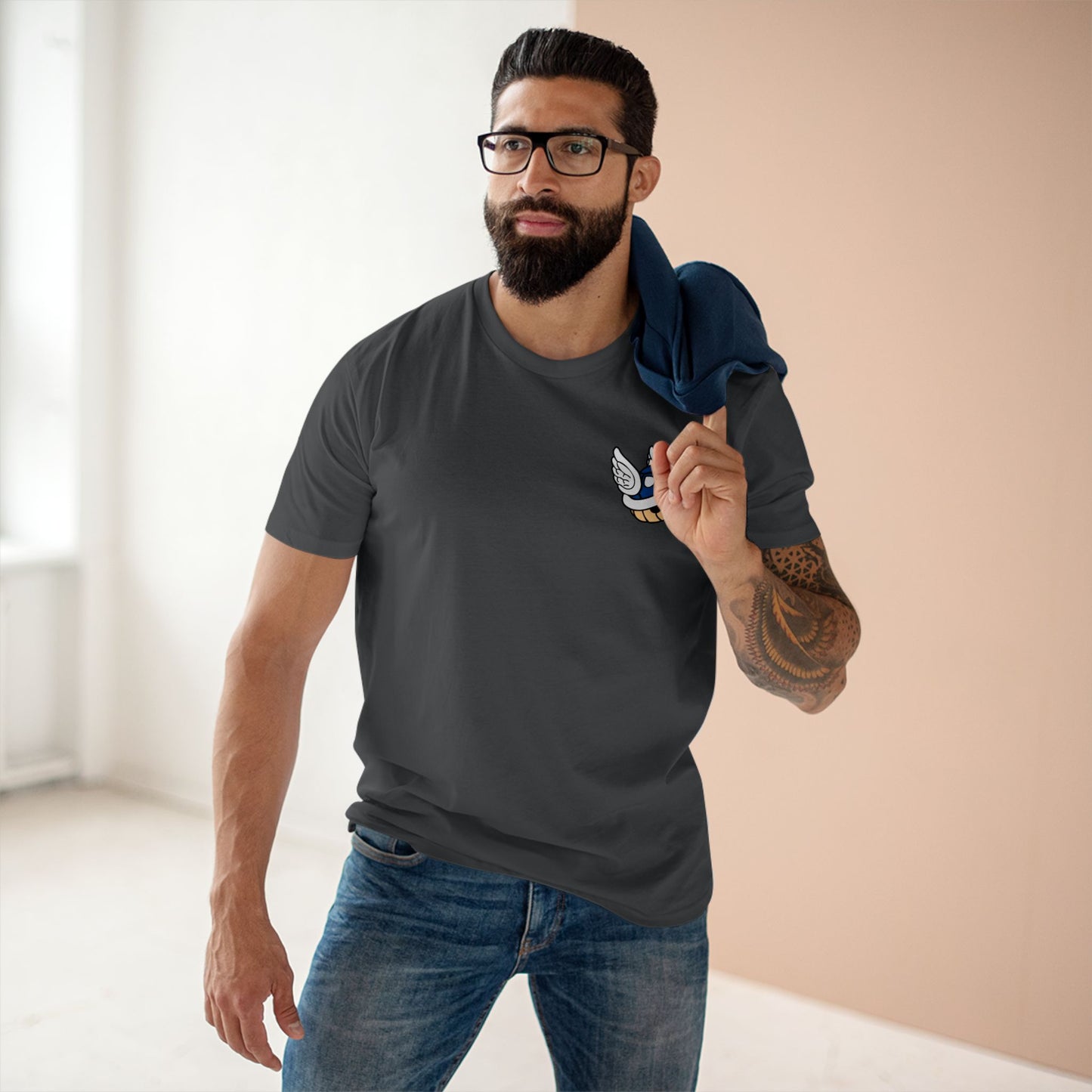Retro Game Tee — Blue Turtle Shell Meme T-Shirt