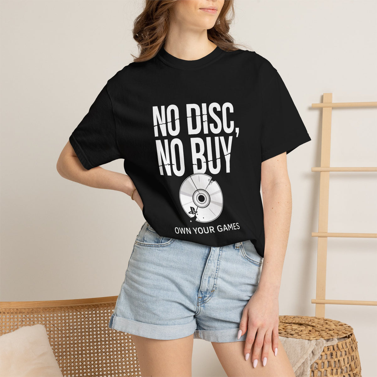 No Disc, No Buy T-Shirt — 'Own Your Games' Gamer Retro Disc Tee