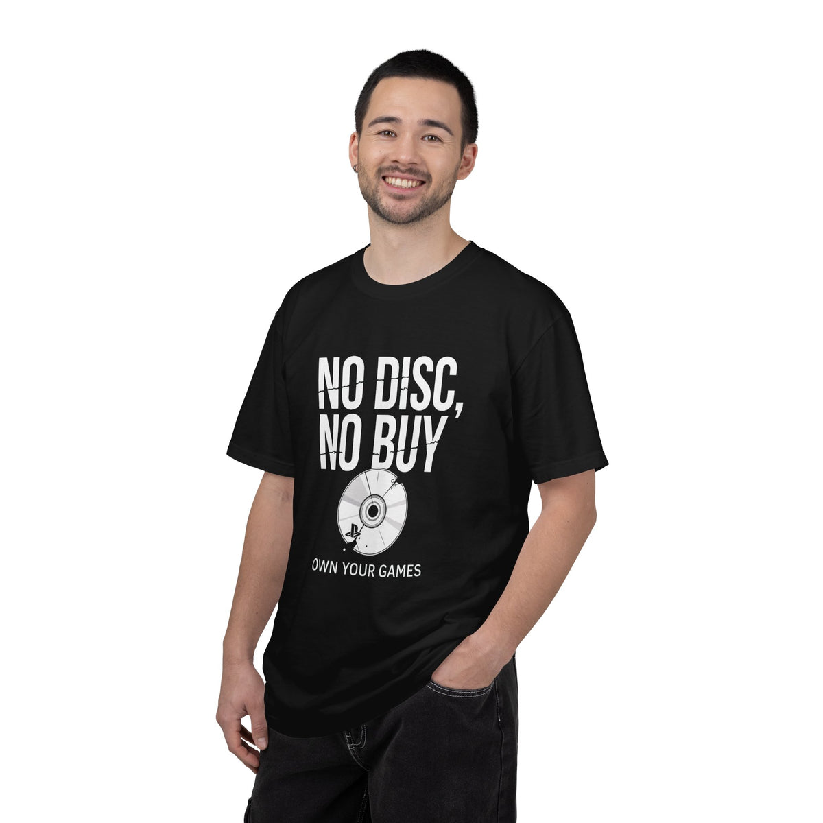 No Disc, No Buy T-Shirt — 'Own Your Games' Gamer Retro Disc Tee