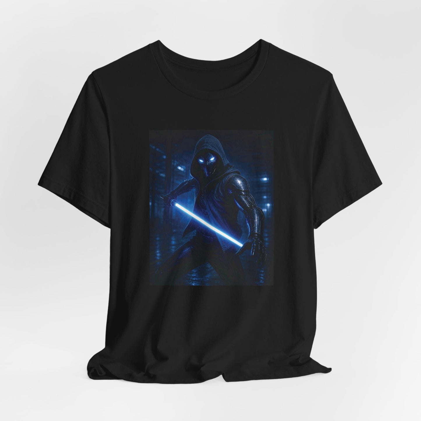 Humannoyed_b Tee — Neon Blue Sci‑Fi Graphic T‑Shirt