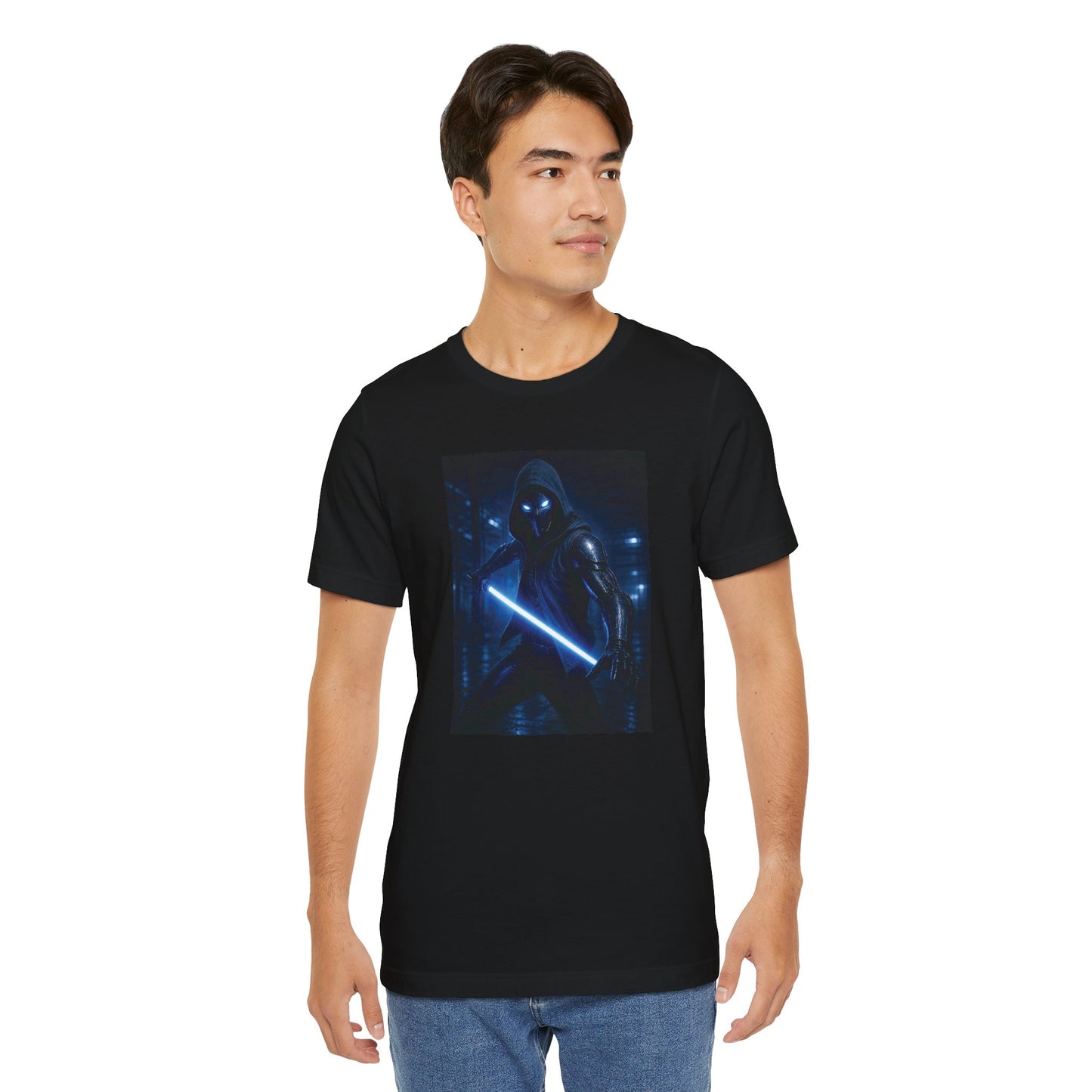 Humannoyed_b Tee — Neon Blue Sci‑Fi Graphic T‑Shirt