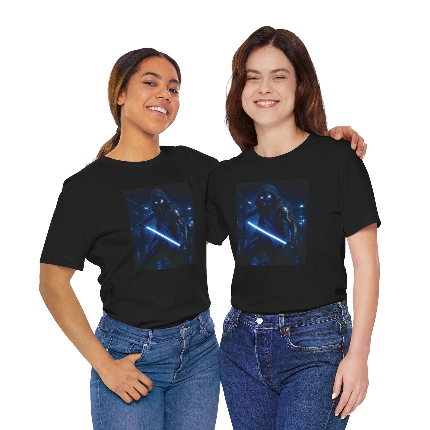 Humannoyed_b Tee — Neon Blue Sci‑Fi Graphic T‑Shirt