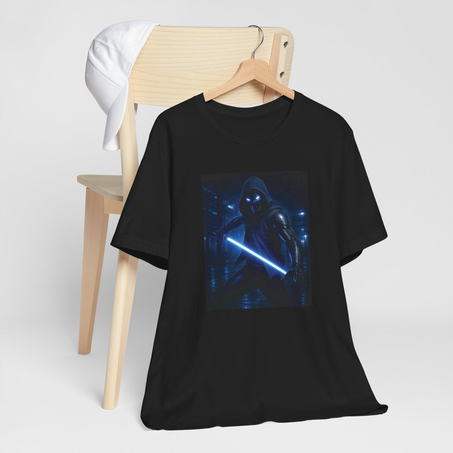 Humannoyed_b Tee — Neon Blue Sci‑Fi Graphic T‑Shirt