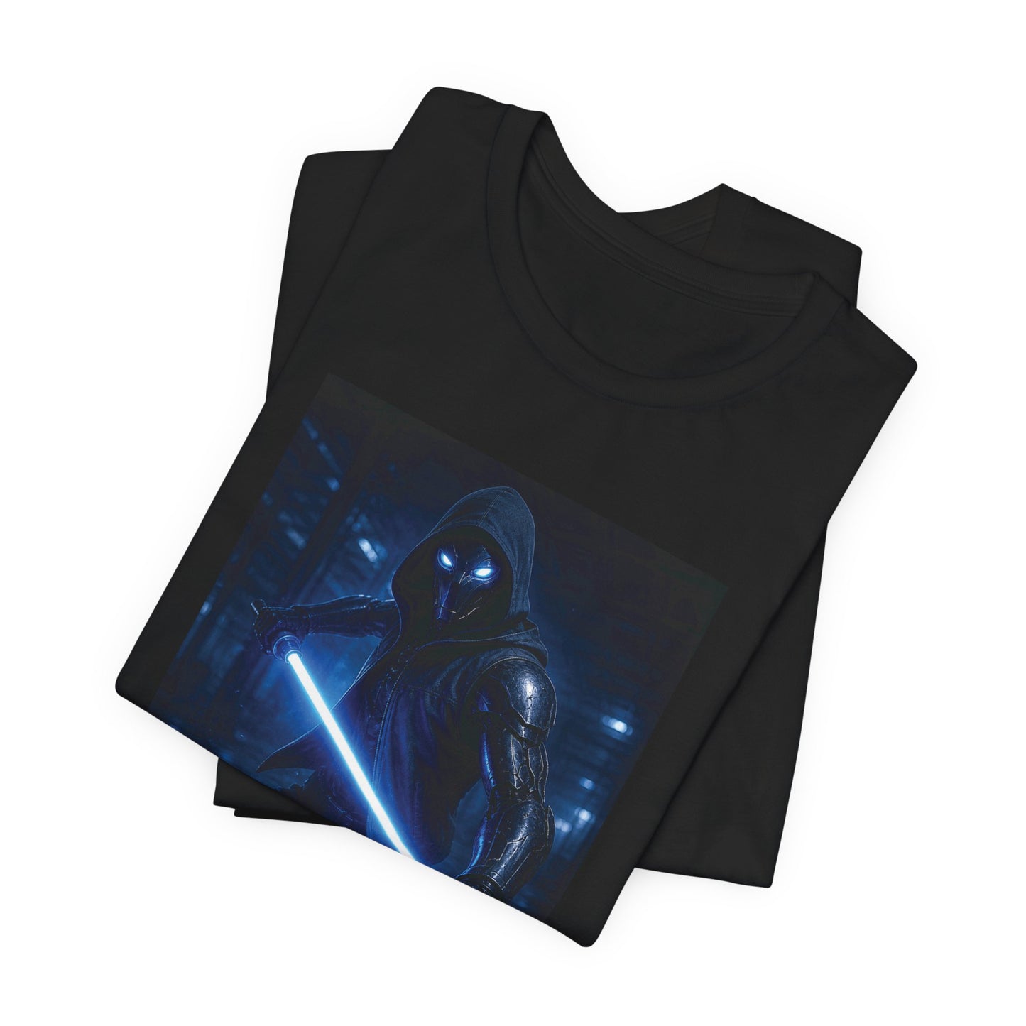 Humannoyed_b Tee — Neon Blue Sci‑Fi Graphic T‑Shirt